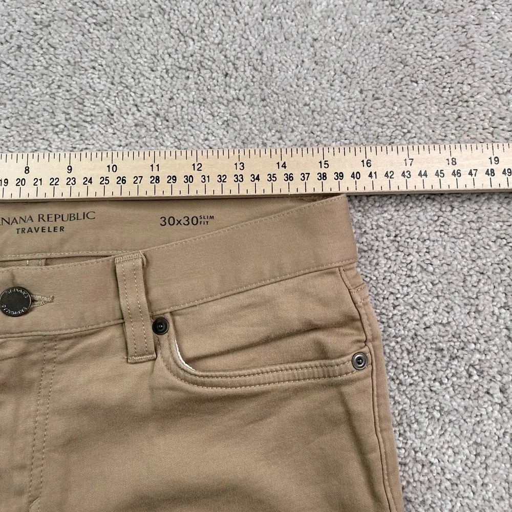 Banana Republic Pants Mens 30x30 Tan Traveler Slim Fit Chino Khaki Commuter